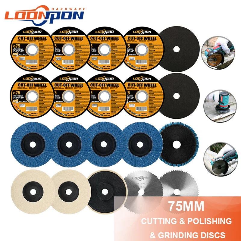 20PC Grinding wheel Metal cutting disc Polishing sheet Polishing Wheel Felt Wool ing Polishers Pad For 12V Angle Grinder