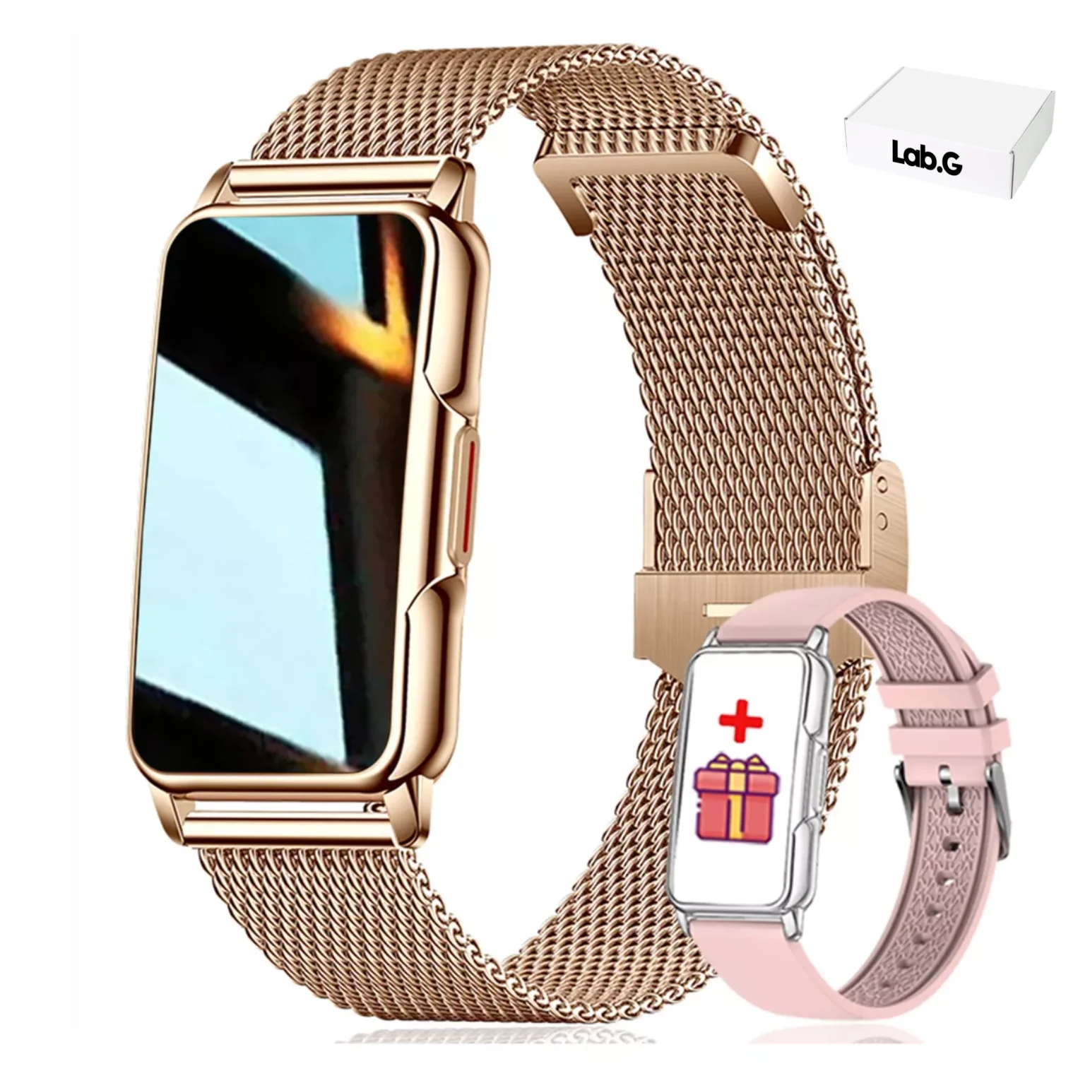 Reloj Inteligente Bluetooth Lab.G Para mujer Smartwatch Cuadrado Dorado