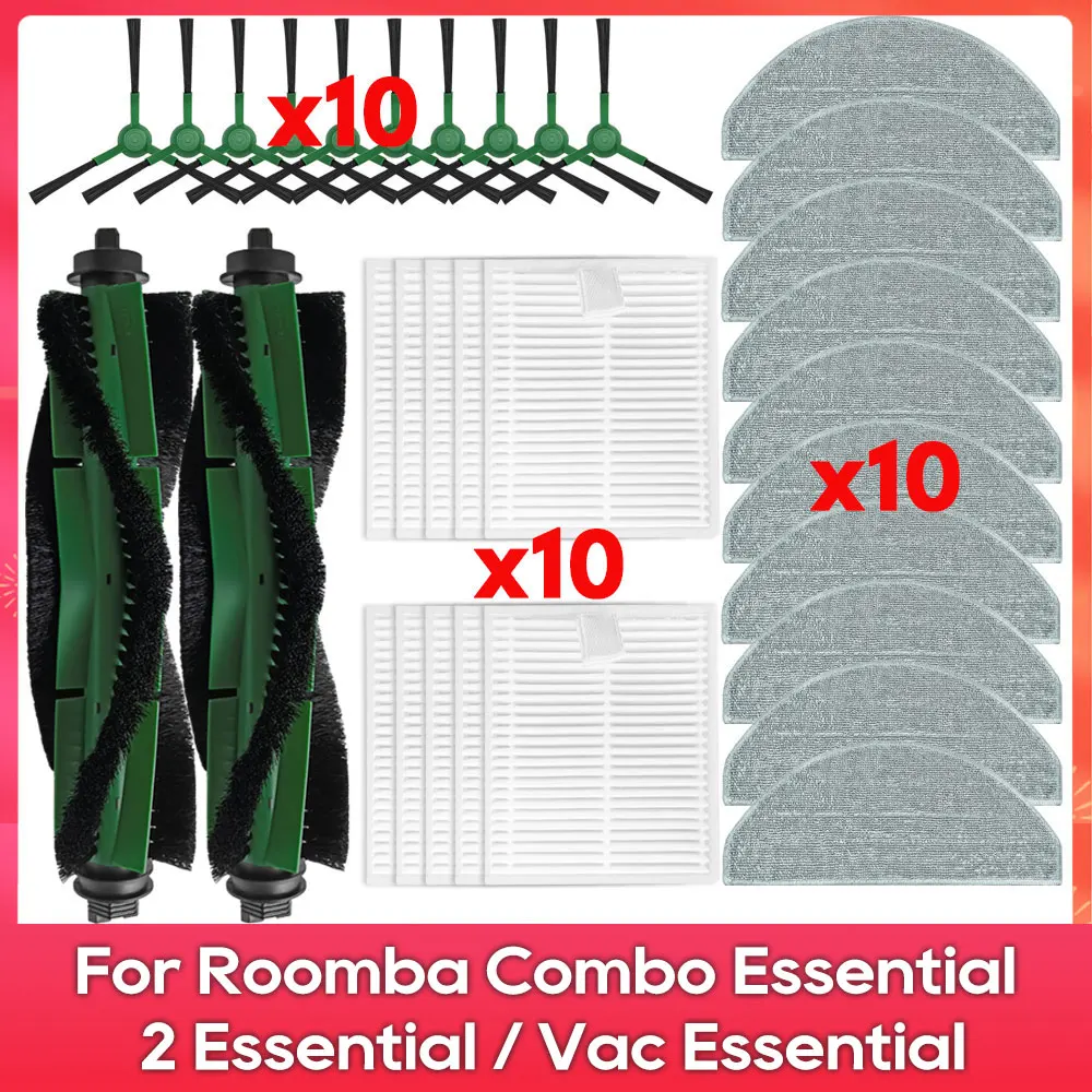 19-Pack Roomba Replacement Parts Kit - Includes Brushes, Filters & Mop Pads For IRobot Vacuums