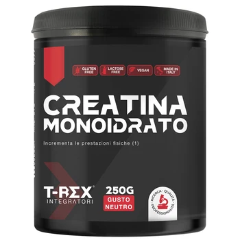 T-Rex Integratori Creatina Monoidrata - Integratore alimentare per massa muscolare e boost energetico pre workout (Polvere, 250 g (Confezione da 1))