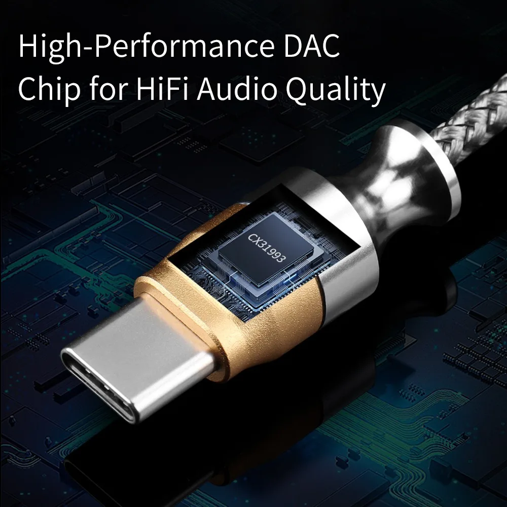 QKZ TC-MAX HIFI DAC Earphone Amplifier USB Type C to 3.5mm Headset