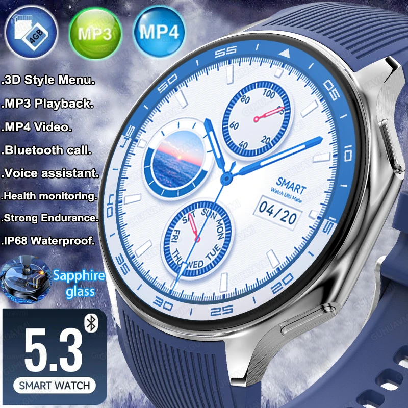 For Xiaomi AMOLED Men Smart Watch MP3 MP4 Player 4GB