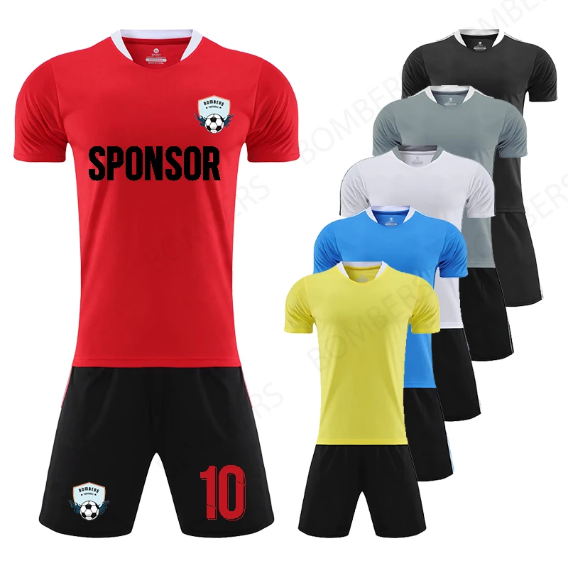 

Football Soccer Adult Set Jerseys Boys Short Sleeve Training Suit Football Jersey Set Sportswear Uniforms DIY Custom