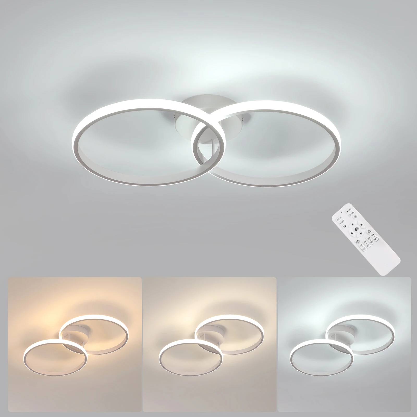 Dimmable Ceiling Light, LED Ceiling Lights Dimmable with Remote Control 3000K-6500K White for Bedroom Living Room Kitchen