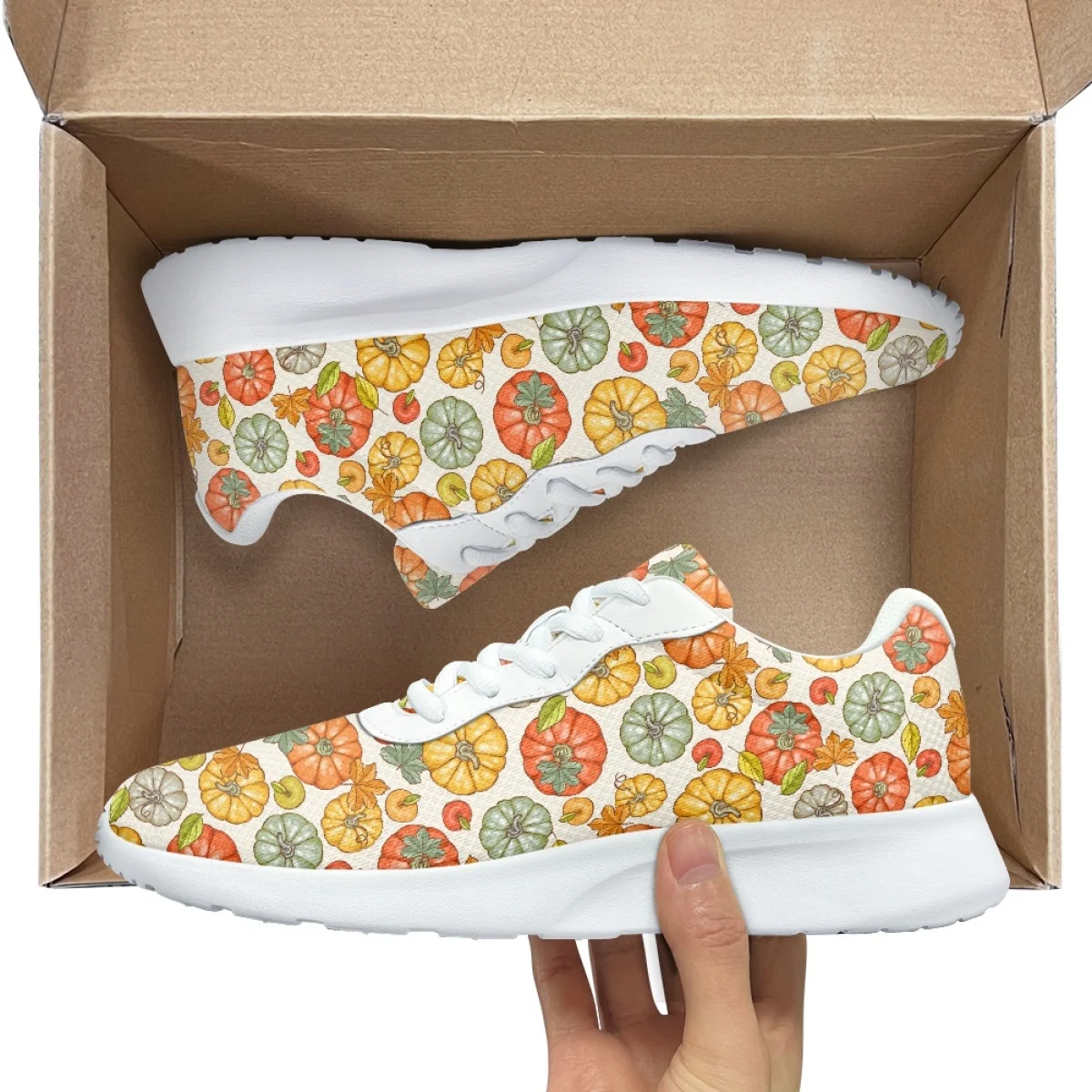 Cartoon Pumpkin Pattern Women's Training Yoga Pilates Shoe Cozy Lace-Up Flats Gym Teen Sneakers Print On Demand tenis masculino