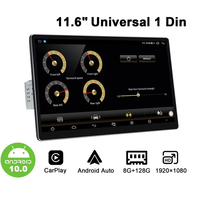 Single 1 Din Car Stereo Android 13 Car Radio with Wireless/Wired Carplay  Android Auto Adjustable 10.1 IPS Touchscreen in Dash Head Unit Support