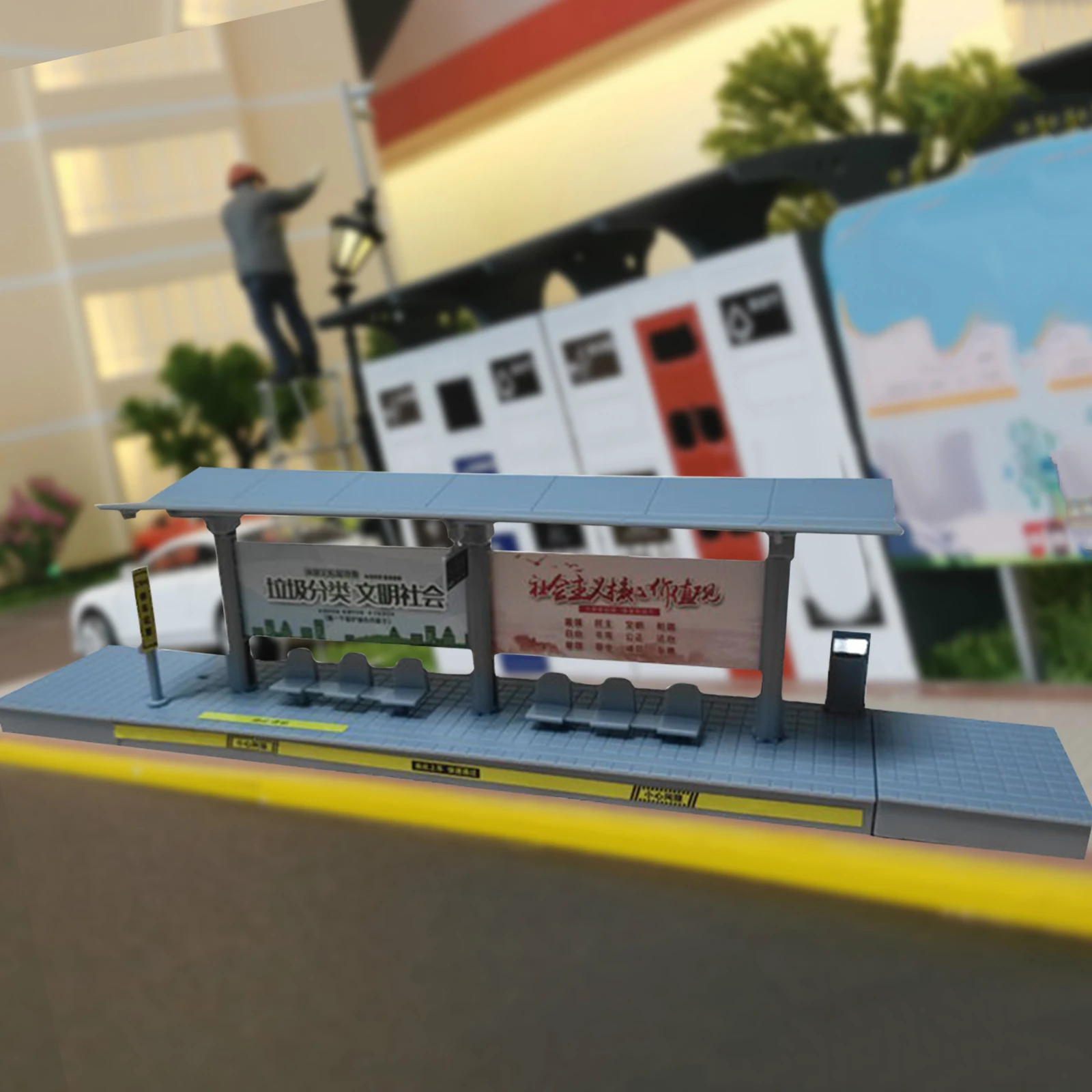 DIY 1:64 Metro Station Model Architecture Scene Building Kit for Diorama and Sand Table Layout Decor
