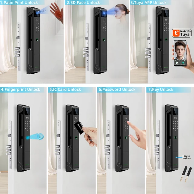 RAYKUBE 21 Lock Languages Tuya WiFi Camera Palm Vein Smart Fingerprint Lock Face Recognition Digital Lock With Video Call P85 3