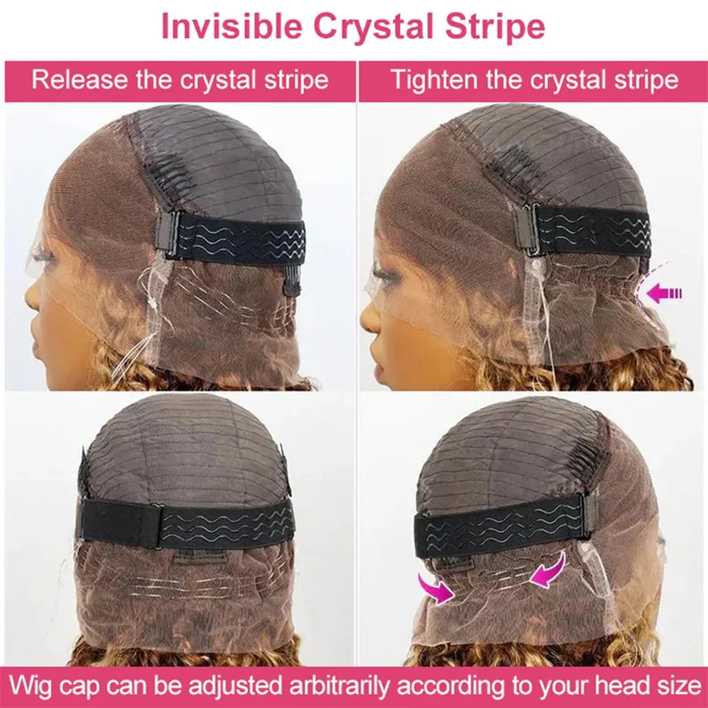 Highlight Invisi-Strap 360 Full Lace Wig Human Hair Pre Plucked  Deep Curly 250 Density Lace Wig Colored HD 360 Lace Frontal Wig 6
