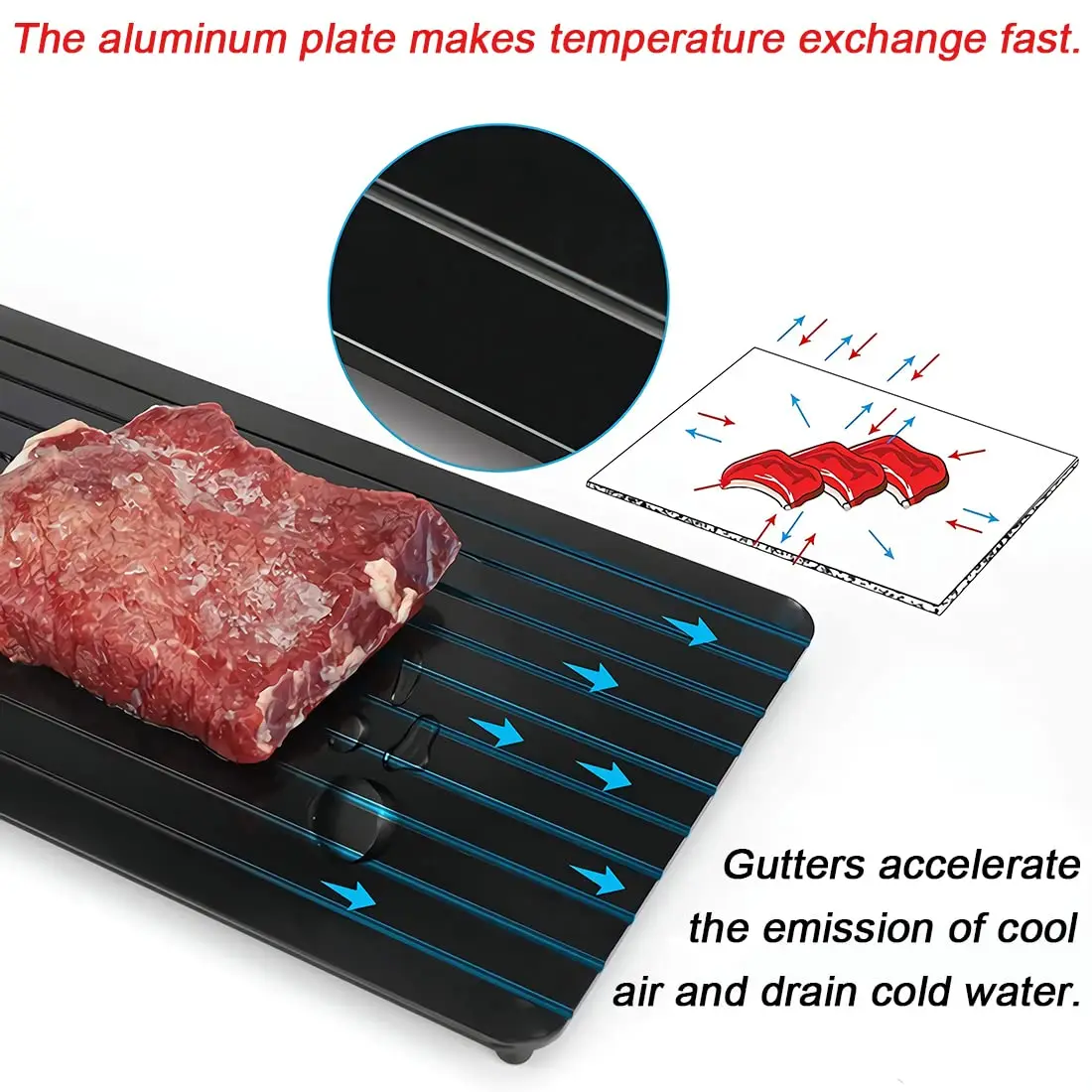 Quick Defrosting Tray for Frozen Meat Natural Heating Defroster