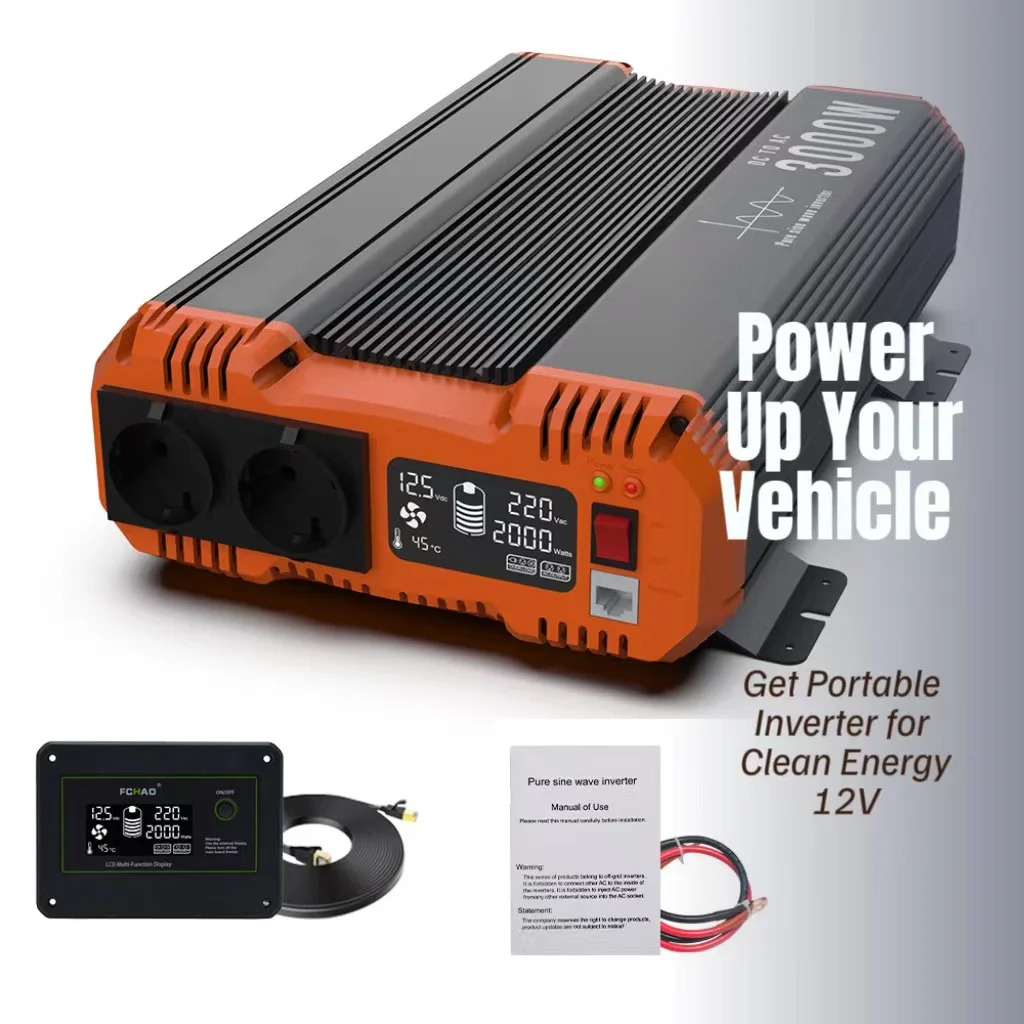 TWING Inverter per auto da 1000 W, inverter di potenza da 12 V CC a 110 V per veicoli da 1000 watt con doppia presa CA da 3,0 A USB e tipo C, invertitore da 12 Volt per accendisigari