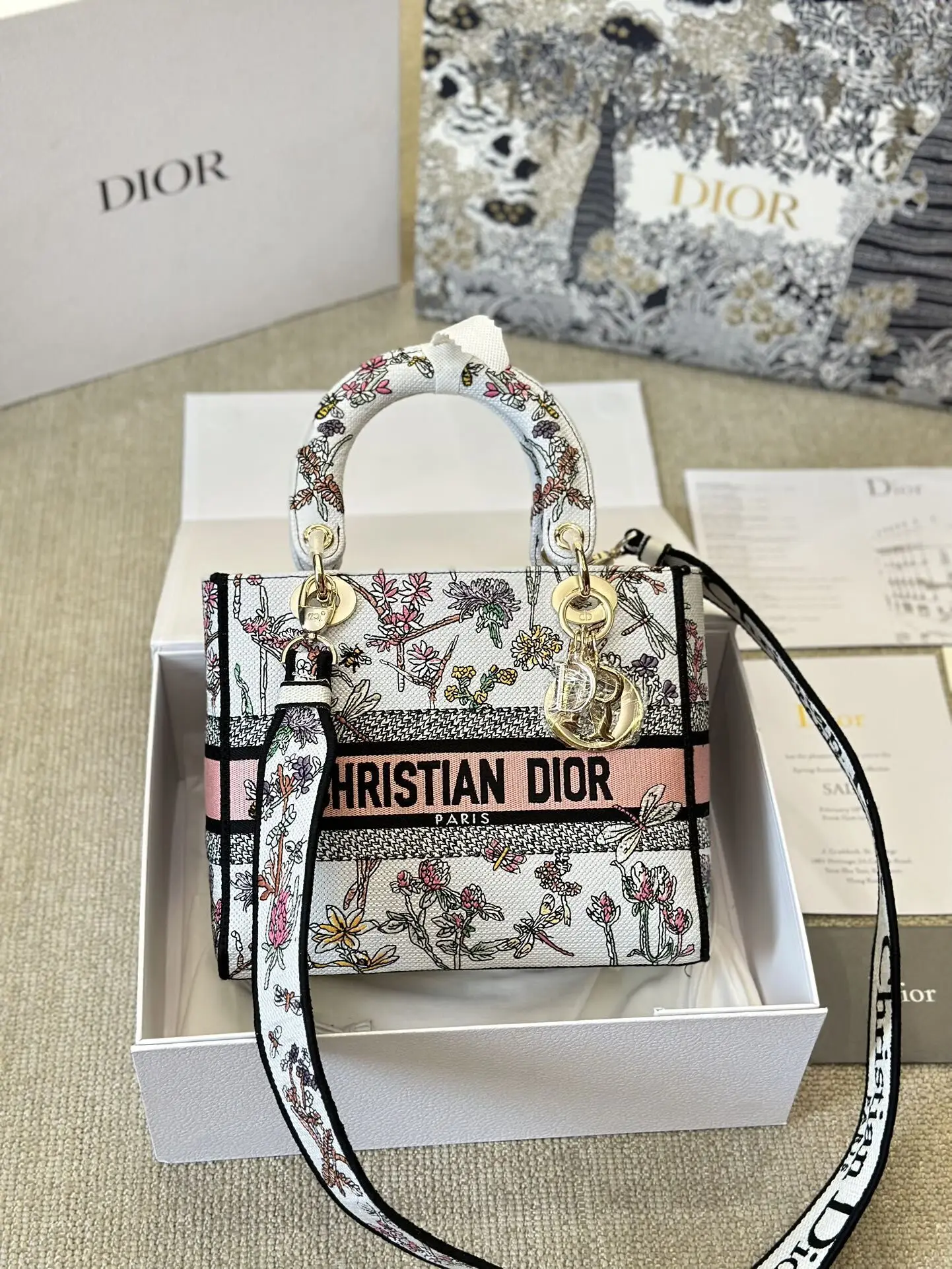 【24C★洗練されたデザイン★】DIOR LADY DIOR トートバッグ ディオール「ディオリビエラ」太陽を描くトワル ドゥ ジュイの