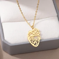 Stainless Steel Necklace Jewelry Men Women Simple Hollow Human Medical Anatomical Heart Organ Pendant Necklace For Doctor Gift - Image 3