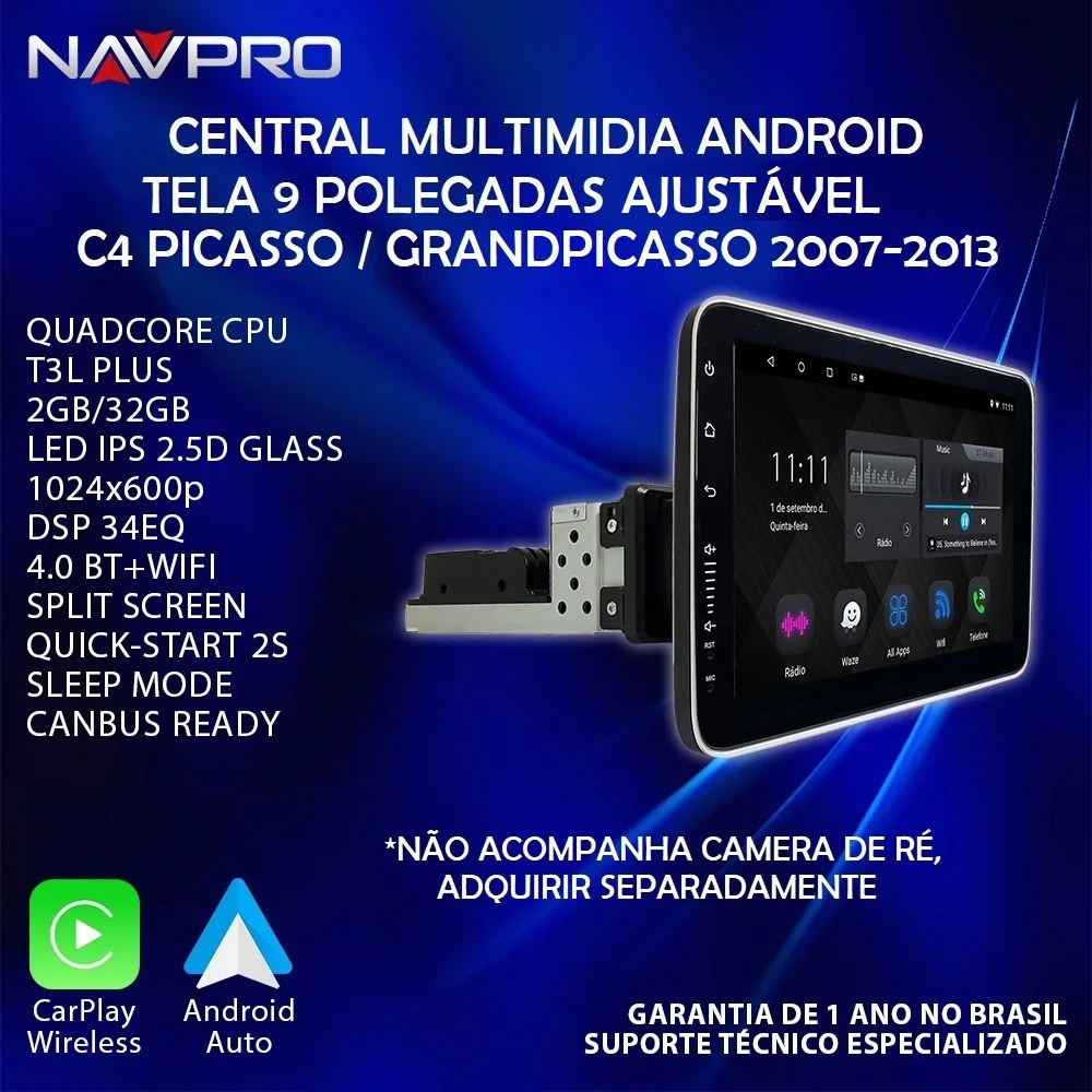 Central Multimedia for C4 GRAND PICASSO 9 inch Screen Android IPS 2GB/32GB  DSP Carp + Android Auto S/Wire Guarantee BR NAVPRO
