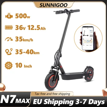 SUNNIGOO Scooter elettrico per adulti, velocità massima 35 km/h, scooter pieghevole da 10", controllo app, motore da 500 W, 36 V/12,5 Ah, doppia sospensione