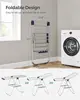 Foldable Clothes Drying Rack - Includes Sock Clips, 2 Height-Adjustable Gullwings, Silver and Blue Design, Perfect for Indoor or 4