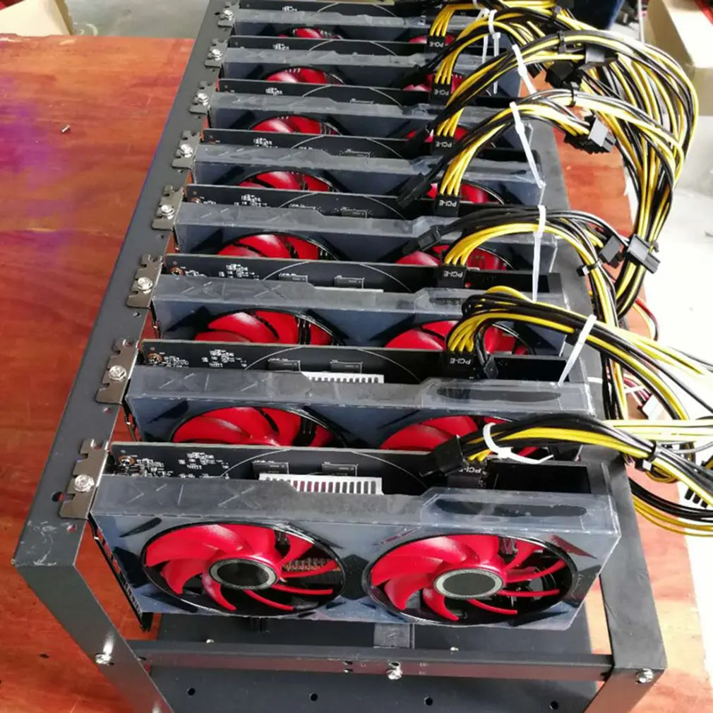 Steel Coin Open Air Miner Mining Frame Rig Case Up To 12 GPU 8Cards Ethereum Bitcoin Mining Rig Aluminum Stackable Mining Frame