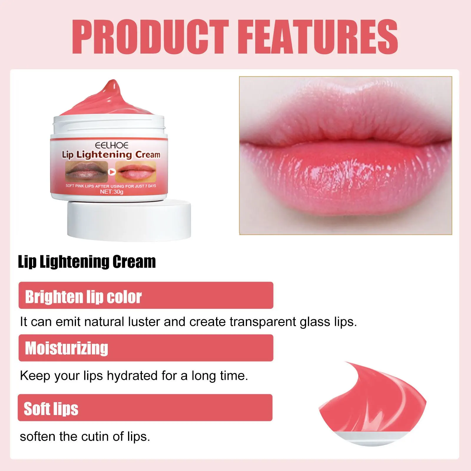 Vitamin E Pink Lip Lightening Cream Dark Melanin Lip Remover Moisturizing Brightening Dead Skin Repair Soften Lips Color Cream 4