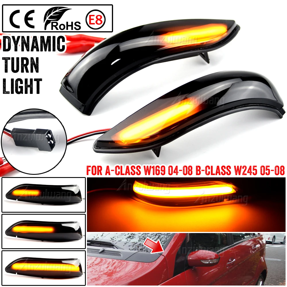 

For Mercedes Benz A B Class W169 W245 04-08 Scroll Dynamic Blinkers Turn Signal Lamp Side Mirror lighting Led Car Bulb Facelift