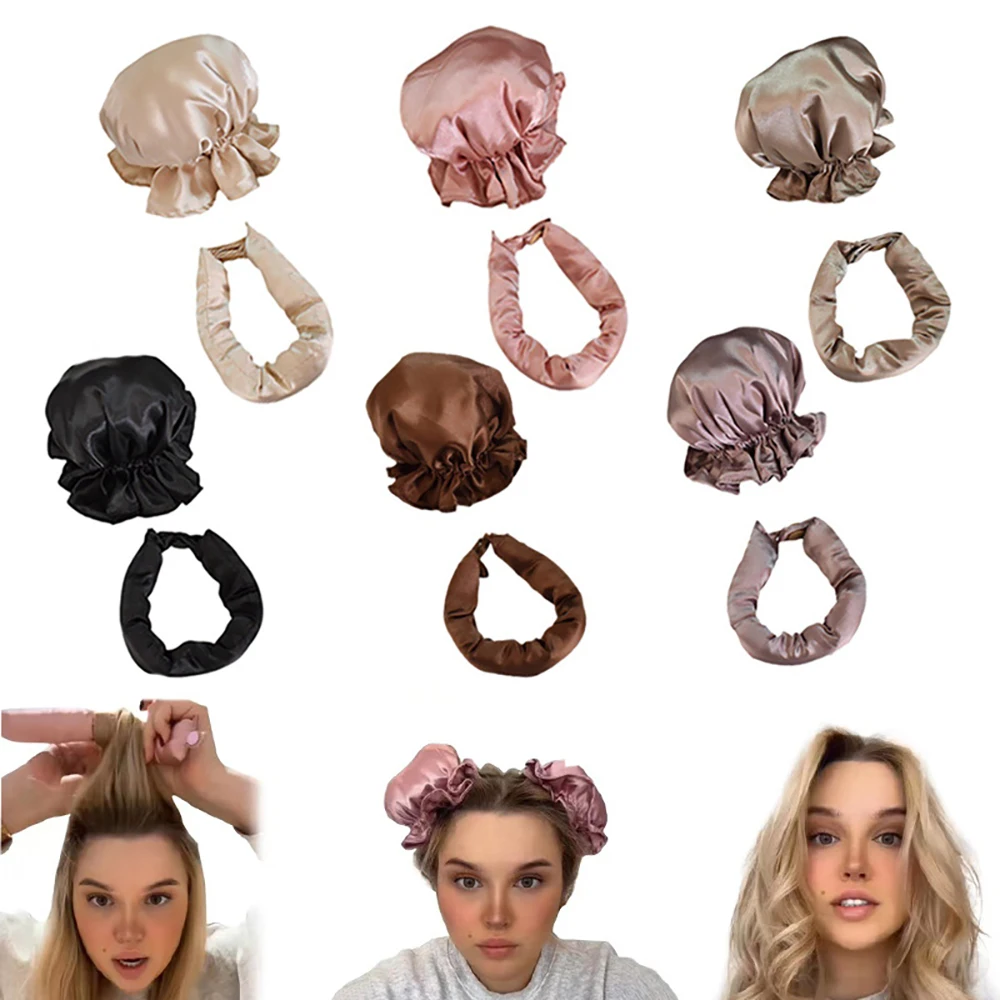 Heatless Curling Rod Silk Curls Hair Rollers Wave Form Curling Sleeping Headband Lazy Hair Curlers with Cap Styling Tools hair styling tool hair curling tools