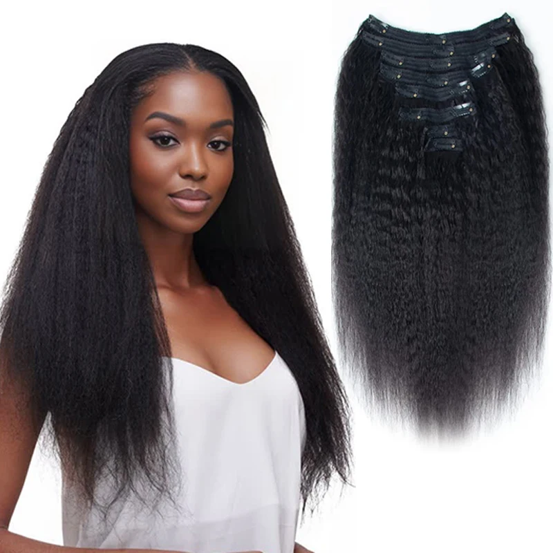 Kinky Straight Human Hair Clip In Extensions Head Clip Ins For Women Unprocessed Brazilian Virgin Human Hair 12-26 Inches hair extensions