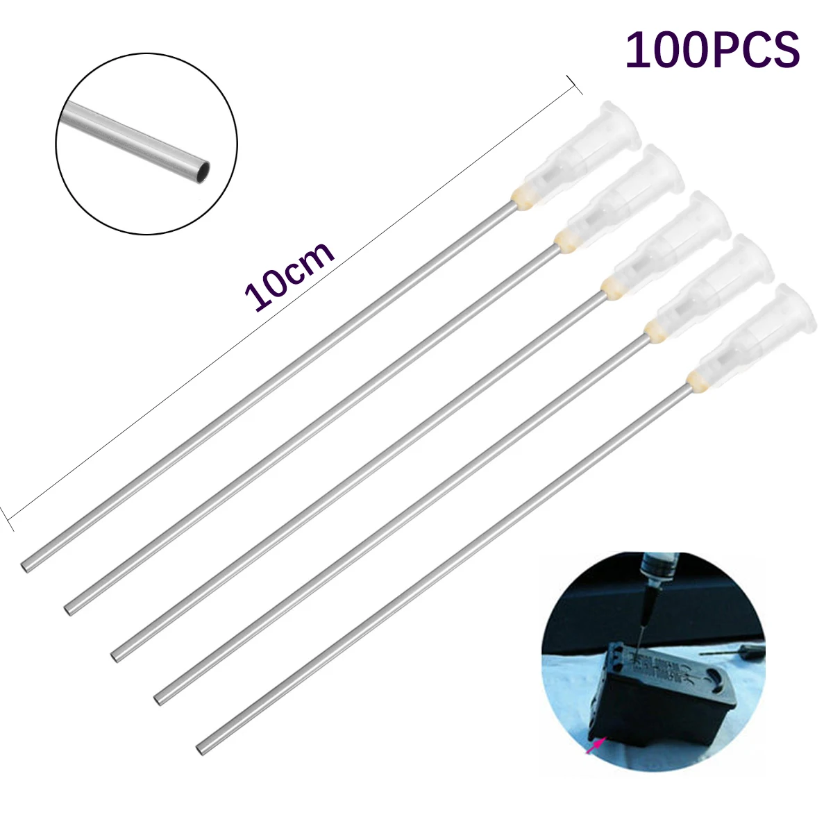 Blunt Dispensação Agulhas Cola Seringa Pontas da Agulha para Enchimento de Tinta Soldagem a Óleo Fluxo 16g 100 mm 100 Pcs Aço Inoxidável Branco