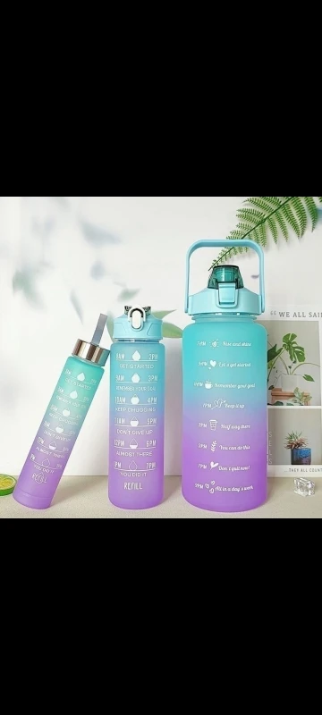 Kit da Garrafa de Água Squeeze Motivacional Com Adesivos 300ML+900ML+2000ML photo review