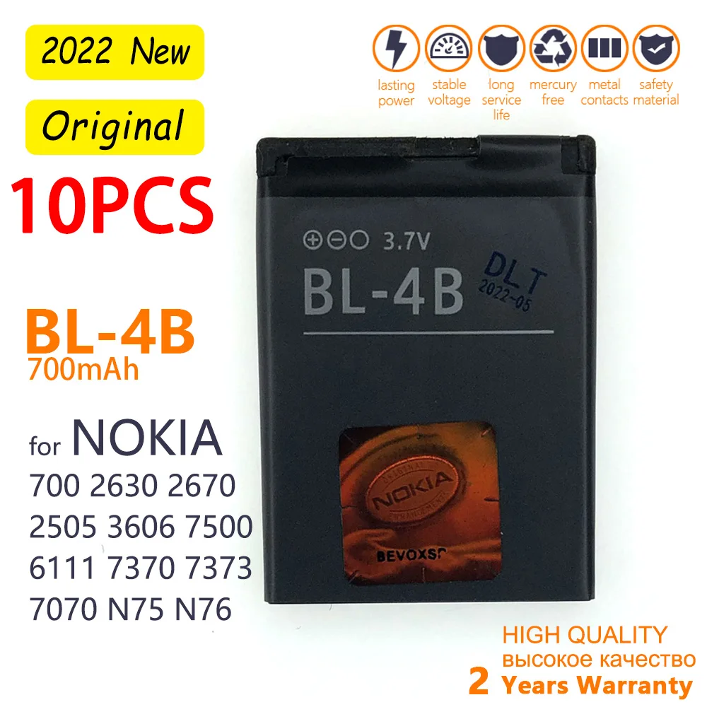 10Pcs All'Ingrosso Bl4B Bl-4B Batteria 720Mah Di Ricambio Per Nokia 2505 3606 3608 2670 2660 2630 6111 7070 Batteria Del Telefono Mobile