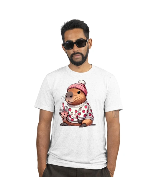 Camiseta Casual Masculina Estilosa Capivara Touca DTF Premiun Malha Algodão do P ao G1