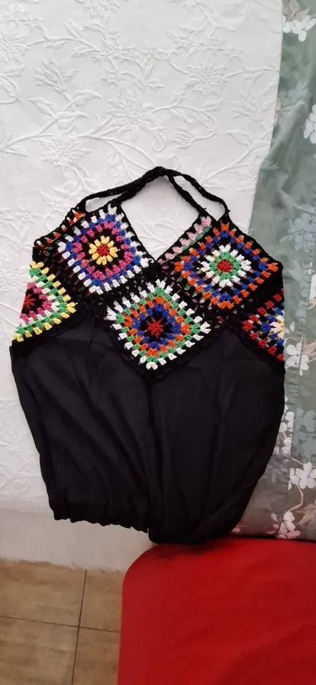 2025 New Vintage Crochet Hollow Out Dress Cover-Ups Chic Women Sexy Slip Mini Dress Summer Beach Casual Holiday Loose Dress photo review