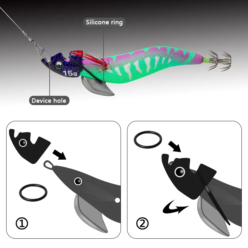 LETOYO 2PCS Luminous Squid Lures with Sinker Weights