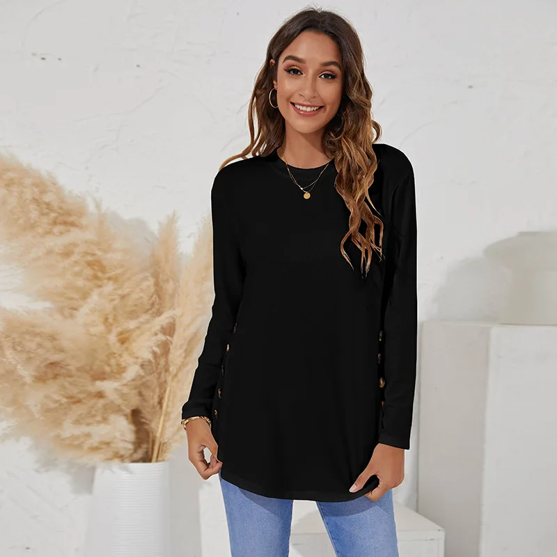 Maternity Clothes Long Sleeve Blouse T-Shirts Tees Spring Autumn New Casual Female Women Solid O-Neck Blouse Shirts Pullover Top 4