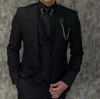 Black Luxury Men's Suits Elegant Slim Fit Male Blazer Peak Lapel Latest Three-Piece (Jacket+Pants+Vest) Terno Masculino Completo 3