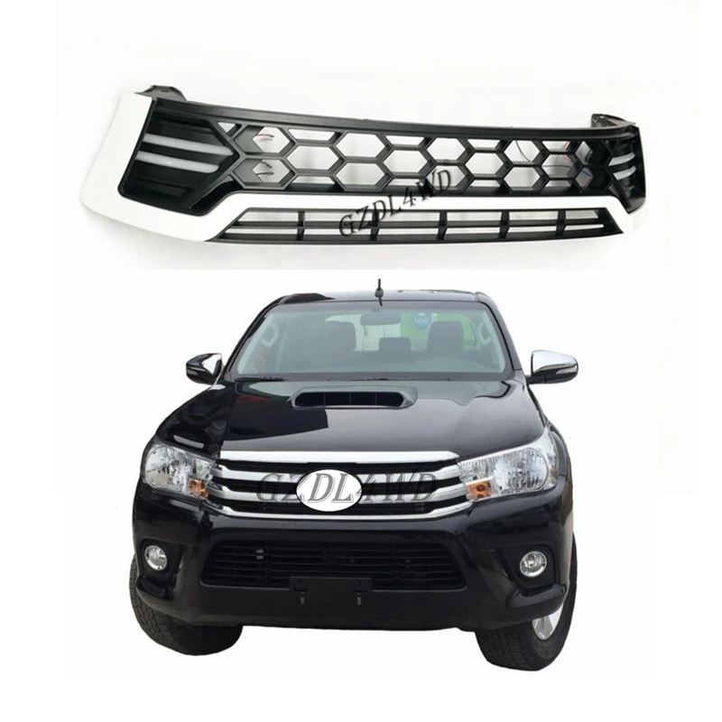 Grill Black & White LED DRL Style Fits Toyota Hilux N80 SR5 Workmate 2015 - 2018