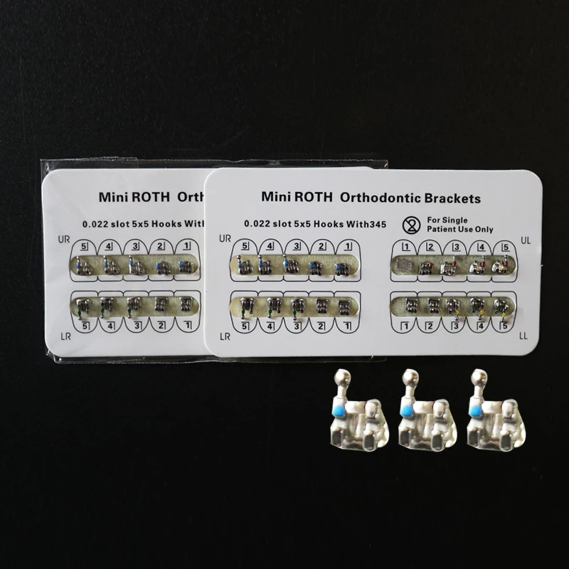 

10Packs Orthodontic Braces Bracket Roth Mesh Base 345Hooks Standard Mini Size White Pad
