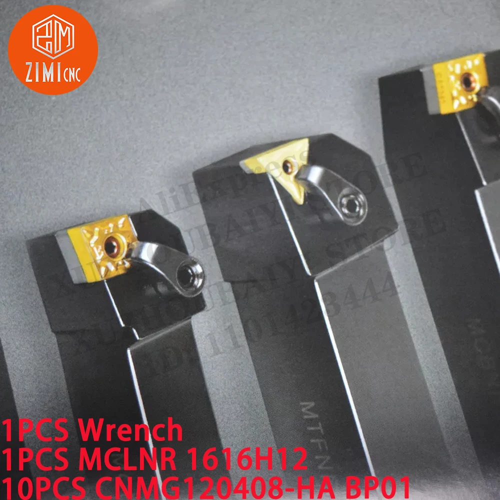1PC MCLNR 1616H12 16&times;100mm lathe turning tool Holder+10PCS CNMG120408-HA BP01 aluminum inserts CNC tool metal lathe cutting