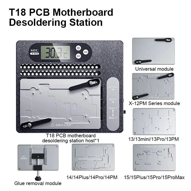 

I2C T18 Intelligent Disassembly Welding Station For Phone X-15PM Motherboard Separation CPU Chip Debonding Magnetic Adsorption