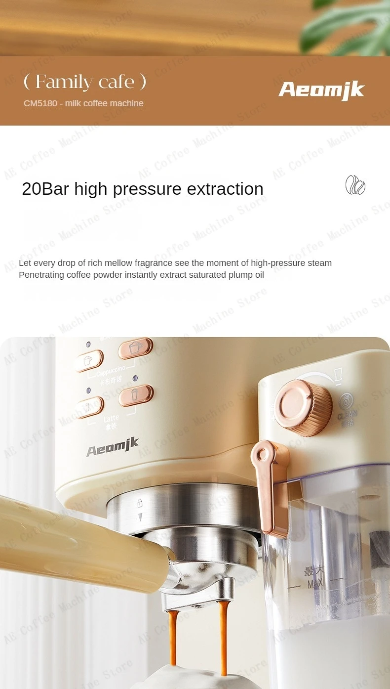 Description Picture 5 of itemBeginner's home espresso machine Italian high-pressure extraction coffee machine Semi-automatic milk frothing coffee machine
