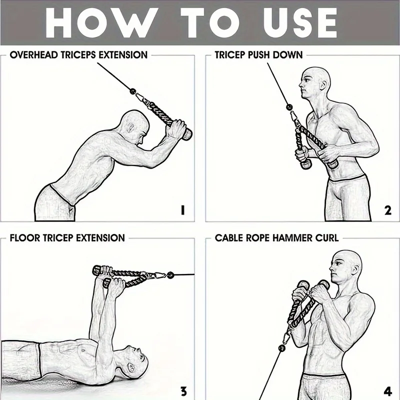Fitness Tension Rope Triceps Exercise Double-Headed for Home Muscle Training Biceps Pull-Down
