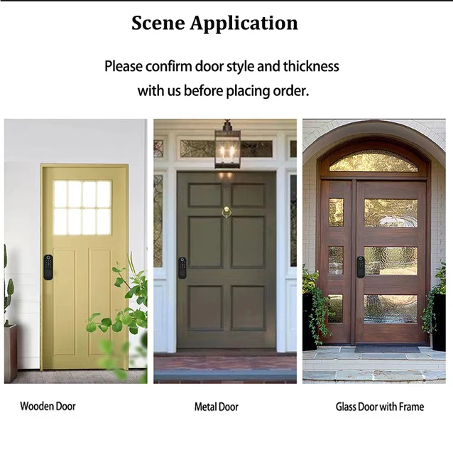 No Wiring Waterproof Tuya Wifi Smart Lock Digital Code IC Card TTLock App Fingerprint Rim Lock For Home Wooden Metal Gate Door 5