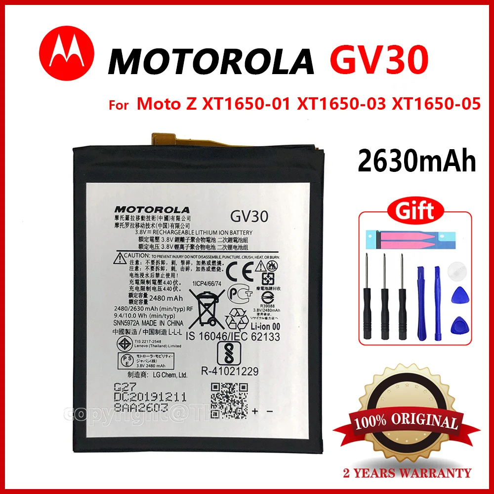 

100% Original 2630mAh GV30 Battery For Motorola Moto Z XT1650-05 XT1650-01 XT1650-03 High quality Battery With Tools