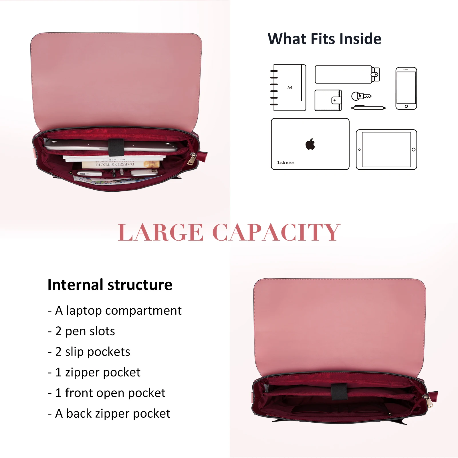 ECOSUSI ブリーフケース女性のためのスタイリッシュな 15.6 インチの