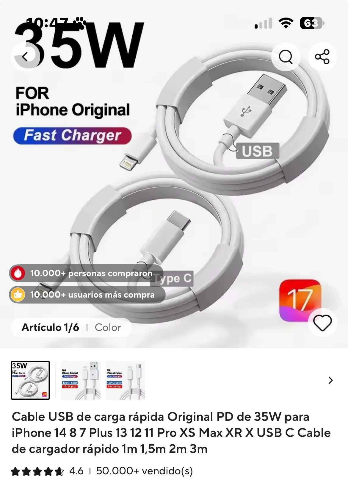 35W PD Original Fast Charging USB Cable for iPhone 14 8 7 Plus 13 12 11 Pro XS Max XR X USB C Rapid Charger Cable 1m 1.5m 2m 3m photo review