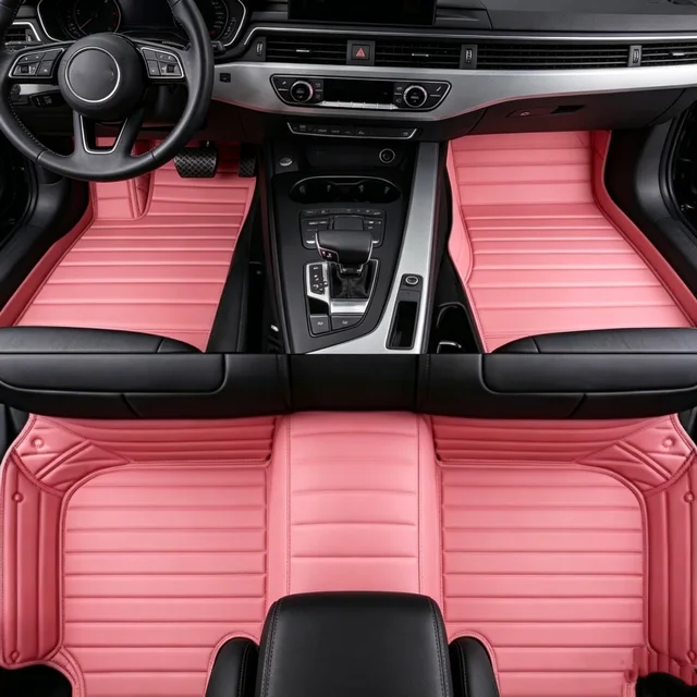 LuxuryRide Premium Custom Tailored Car Floor Mats for Renault Clio V B7 2019 to 2026 5seats Leather Stitched Edges Custom Fit All Weather Waterproof Anti-Dirt 1