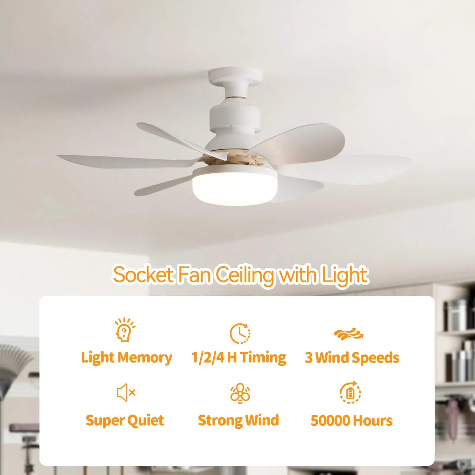 LED 40W ceiling fan light E27 with remote control for dimming, suitable for living room, study, household use, 85-265V 4