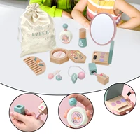 Makeup Toy Kits Wooden Makeup Toys with Cosmetic Bag for Girls Role Playing Games Pretend Play Makeup Beauty Set Birthday Gifts 2