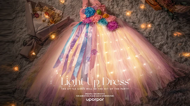 Uporpor-Robe Princesse Lolita pour Fille, Robe de Bal Lumineuse