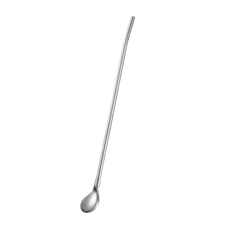 Stainless Steel Straw Spoon Long Handle Spoons Stirring Integrated Personalized Spoon Coffee Cocktail Glass Cup Straw