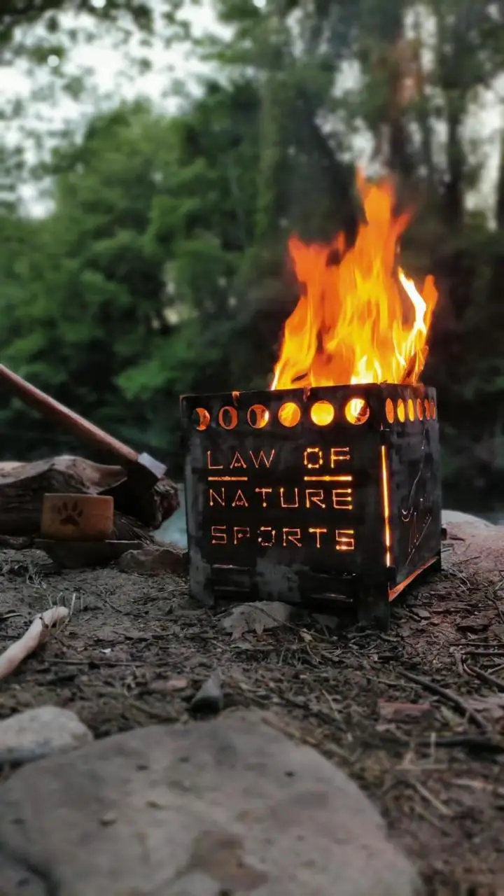 

(Law Of Nature Sports) Quick Setup Firebox - Cooker (Large) Camping Wood Stove Portable Folding Wood Burning Backpacking Stove