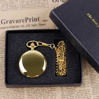 Luxury Gold Quartz Pocket Watch Gift Box Set For Family Fashion Casual Necklace Pendant Unisex Pocket&Fob Chain Watches with Box